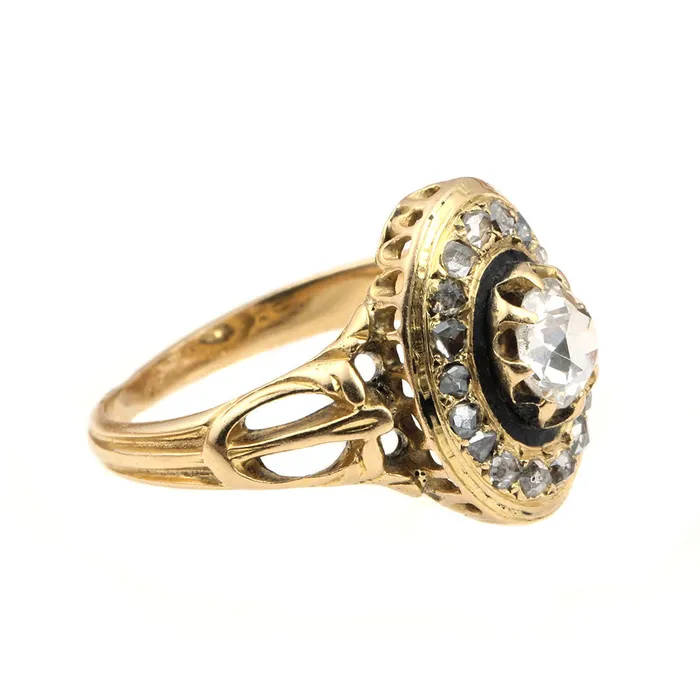 Bell Bird Antiques Rings Victorian Era Diamond Cluster Ring