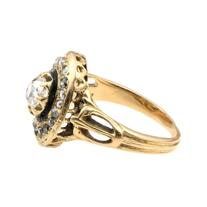 Bell Bird Antiques Rings Victorian Era Diamond Cluster Ring