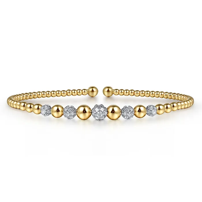 Bracelets GABRIEL CO 14K YellowWhite Gold Bujukan Diamond Stations Bangle