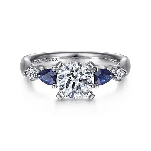 Carrie 14K White Gold Round Five Stone Sapphire and Diamond Engagement Ring Setting Only GABRIEL CO Rings Carrie 14K White Gold Round Five Stone Sapphire and Diamond Engagement Ring Setting Only GABRIEL CO Rings