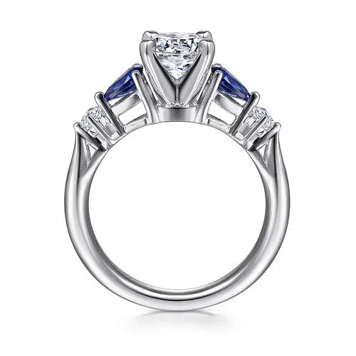 Carrie 14K White Gold Round Five Stone Sapphire and Diamond Engagement Ring Setting Only GABRIEL CO Rings Carrie 14K White Gold Round Five Stone Sapphire and Diamond Engagement Ring Setting Only GABRIEL CO Rings