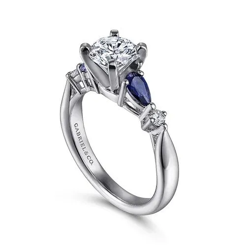 Carrie 14K White Gold Round Five Stone Sapphire and Diamond Engagement Ring Setting Only GABRIEL CO Rings Carrie 14K White Gold Round Five Stone Sapphire and Diamond Engagement Ring Setting Only GABRIEL CO Rings
