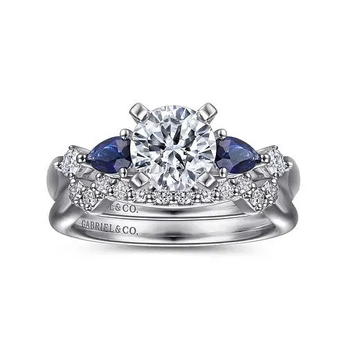 Carrie 14K White Gold Round Five Stone Sapphire and Diamond Engagement Ring Setting Only GABRIEL CO Rings Carrie 14K White Gold Round Five Stone Sapphire and Diamond Engagement Ring Setting Only GABRIEL CO Rings