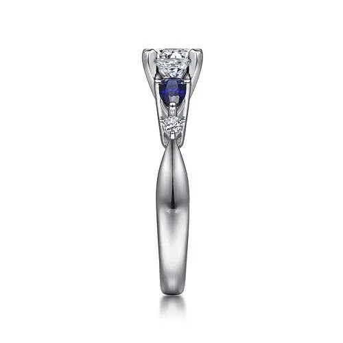 Carrie 14K White Gold Round Five Stone Sapphire and Diamond Engagement Ring Setting Only GABRIEL CO Rings Carrie 14K White Gold Round Five Stone Sapphire and Diamond Engagement Ring Setting Only GABRIEL CO Rings