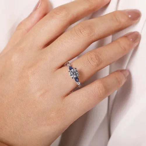 Carrie 14K White Gold Round Five Stone Sapphire and Diamond Engagement Ring Setting Only GABRIEL CO Rings Carrie 14K White Gold Round Five Stone Sapphire and Diamond Engagement Ring Setting Only GABRIEL CO Rings