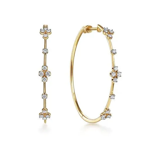 Earrings 14K Yellow Gold Prong Set 40mm Round Classic Diamond Hoop Earrings GABRIEL CO Earrings 14K Yellow Gold Prong Set 40mm Round Classic Diamond Hoop Earrings GABRIEL CO
