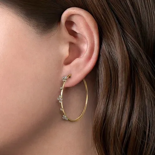 Earrings 14K Yellow Gold Prong Set 40mm Round Classic Diamond Hoop Earrings GABRIEL CO Earrings 14K Yellow Gold Prong Set 40mm Round Classic Diamond Hoop Earrings GABRIEL CO