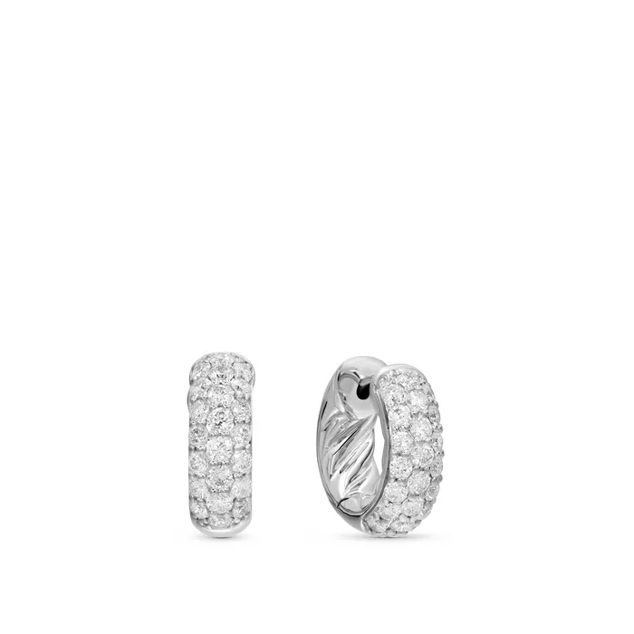 Earrings David Yurman DY Mercer Micro Hoop Earrings in Sterling Silver with Diamonds 135mm Earrings David Yurman DY Mercer Micro Hoop Earrings in Sterling Silver with Diamonds 135mm