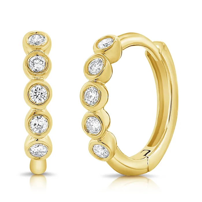 Earrings NicoleHD Jewelry Five Diamond Bezel Huggie Earrings