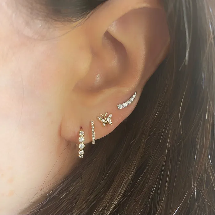 Earrings NicoleHD Jewelry Five Diamond Bezel Huggie Earrings