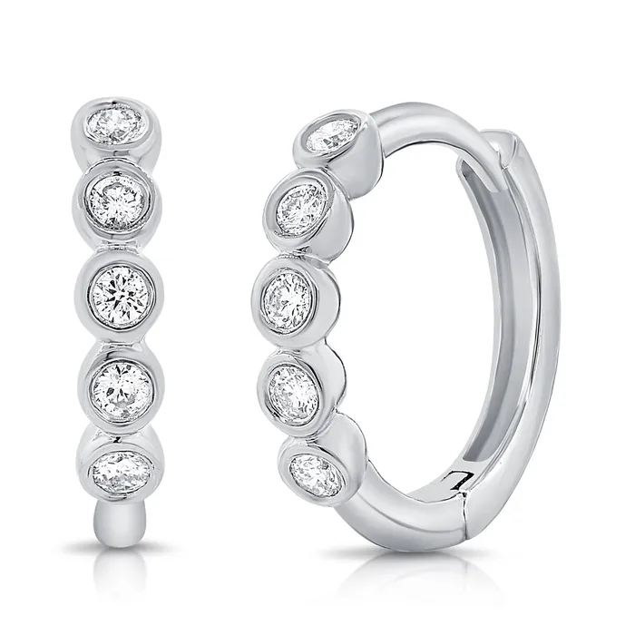 Earrings NicoleHD Jewelry Five Diamond Bezel Huggie Earrings