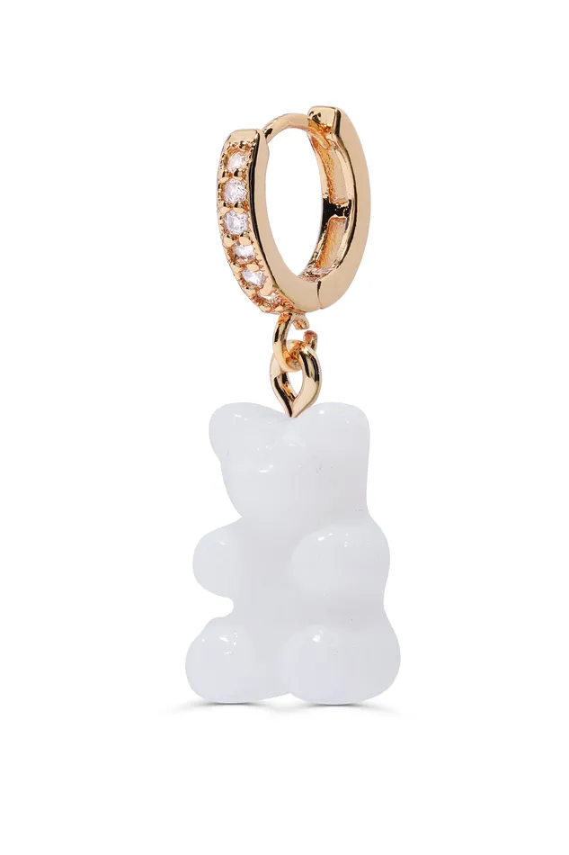 Earrings Nostalgia Bear Hoop Pearly Crystal Haze Jewelry