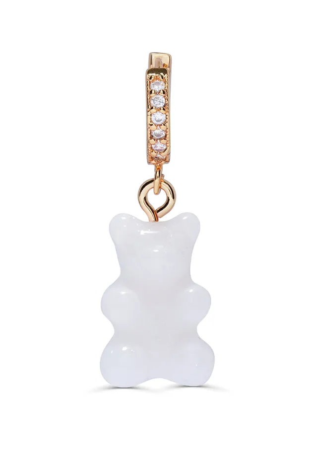 Earrings Nostalgia Bear Hoop Pearly Crystal Haze Jewelry