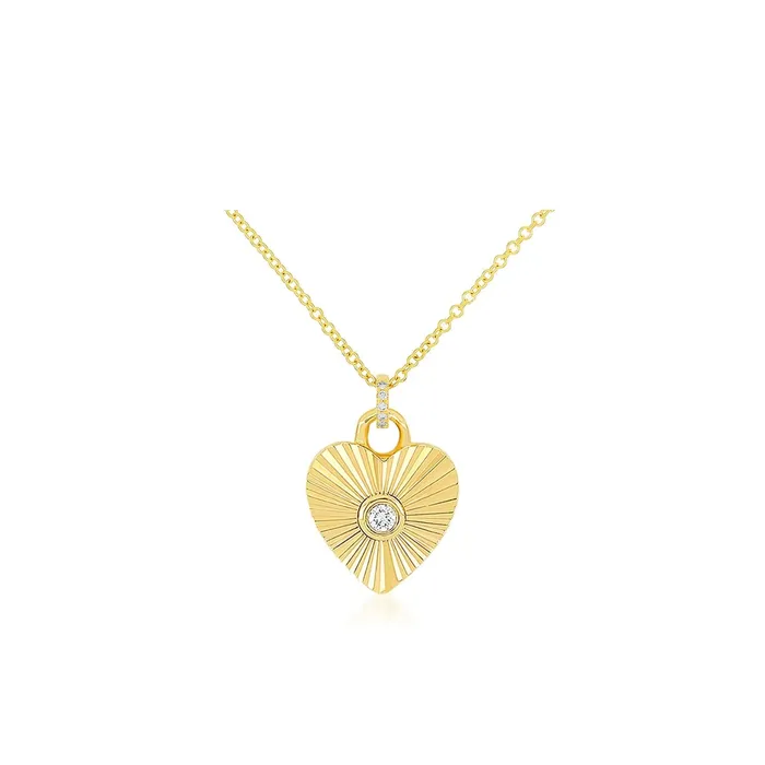 EF COLLECTION Necklaces Diamond Fluted Heart Pendant