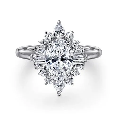 Emarie 14K White Gold Oval Halo Diamond Engagement Ring Setting Only GABRIEL CO Rings Emarie 14K White Gold Oval Halo Diamond Engagement Ring Setting Only GABRIEL CO Rings