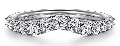 GABRIEL CO Chambery Curved 14K White Gold French Pave Diamond Wedding Band 05 ct Rings GABRIEL CO Chambery Curved 14K White Gold French Pave Diamond Wedding Band 05 ct Rings