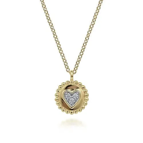 GABRIEL CO Necklaces 14K Yellow Gold Bujukan Heart Pendant Necklace with Diamonds GABRIEL CO Necklaces 14K Yellow Gold Bujukan Heart Pendant Necklace with Diamonds