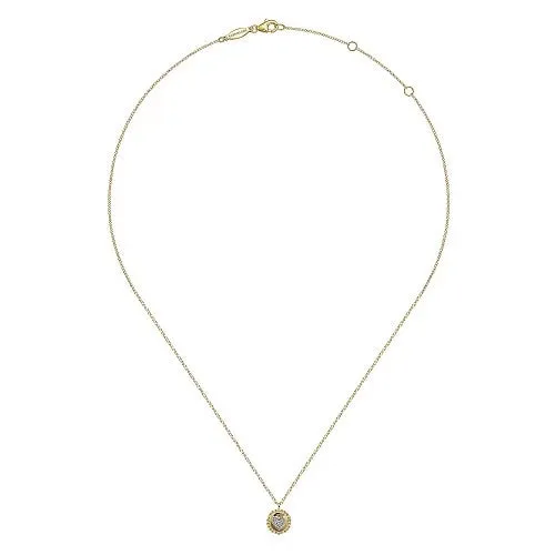 GABRIEL CO Necklaces 14K Yellow Gold Bujukan Heart Pendant Necklace with Diamonds GABRIEL CO Necklaces 14K Yellow Gold Bujukan Heart Pendant Necklace with Diamonds