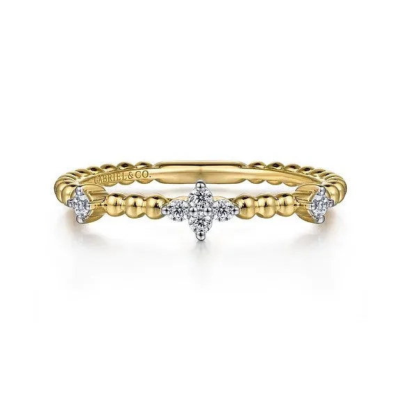 GABRIEL CO Rings 14K Yellow Gold Diamond Station Bujukan Stackable Ring