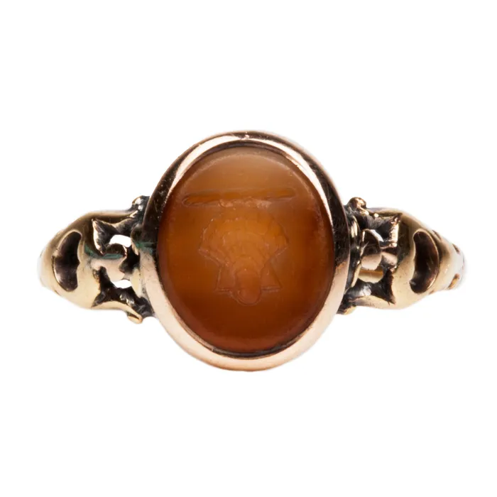 Georgian Era Intaglio Shell Ring Bell Bird Antiques Rings