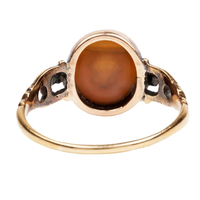 Georgian Era Intaglio Shell Ring Bell Bird Antiques Rings