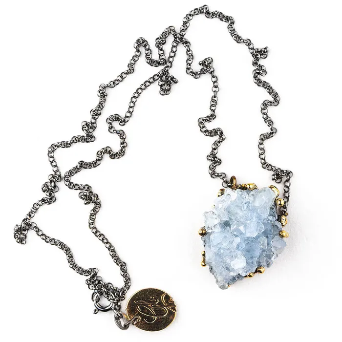 Giardinoblu Necklaces Celestine Druze Necklace Unique Piece