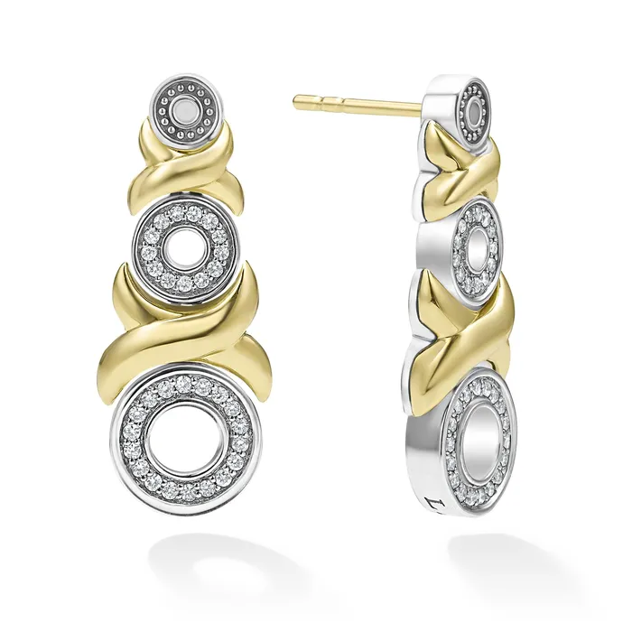 LAGOS Earrings Embrace 18K Gold XO Diamond Drop Earrings