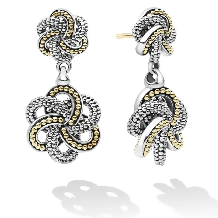 LAGOS Earrings Love Knot Two Tone Love Knot Drop Earrings