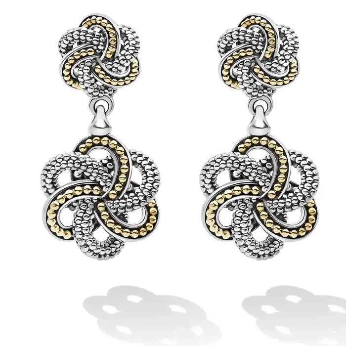 LAGOS Earrings Love Knot Two Tone Love Knot Drop Earrings