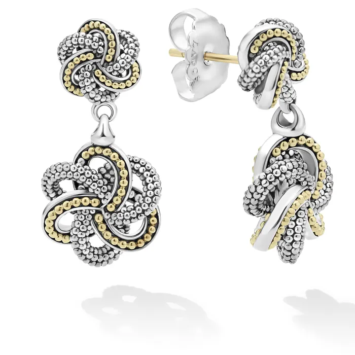 LAGOS Earrings Love Knot Two Tone Love Knot Drop Earrings