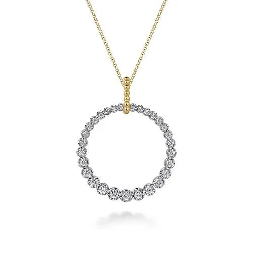 Necklaces 14K White and Yellow Gold Diamond Bujukan 30mm Drop Necklace GABRIEL CO Necklaces 14K White and Yellow Gold Diamond Bujukan 30mm Drop Necklace GABRIEL CO