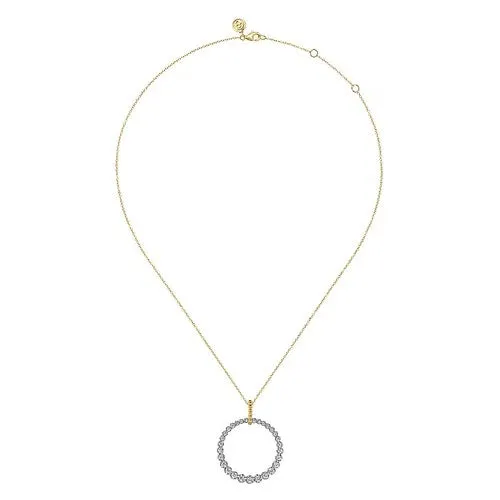 Necklaces 14K White and Yellow Gold Diamond Bujukan 30mm Drop Necklace GABRIEL CO Necklaces 14K White and Yellow Gold Diamond Bujukan 30mm Drop Necklace GABRIEL CO