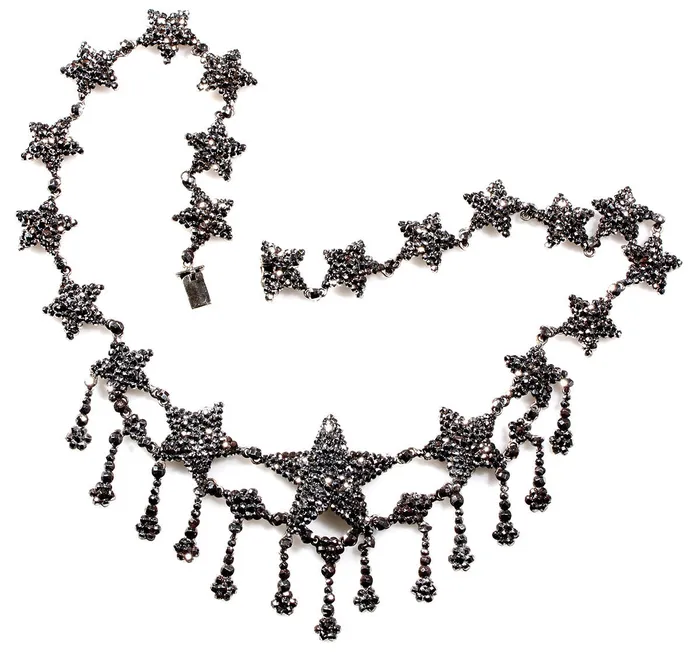 Necklaces Bell Bird Antiques 19th Century Cut Steel Star Necklace