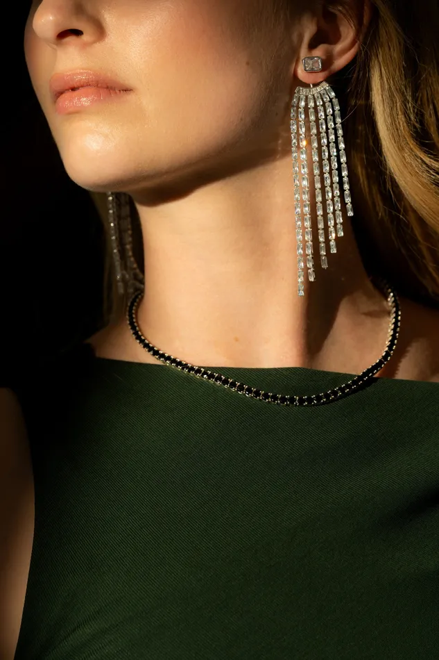 Necklaces Crystal Haze Jewelry Serena necklace Black Silver plated