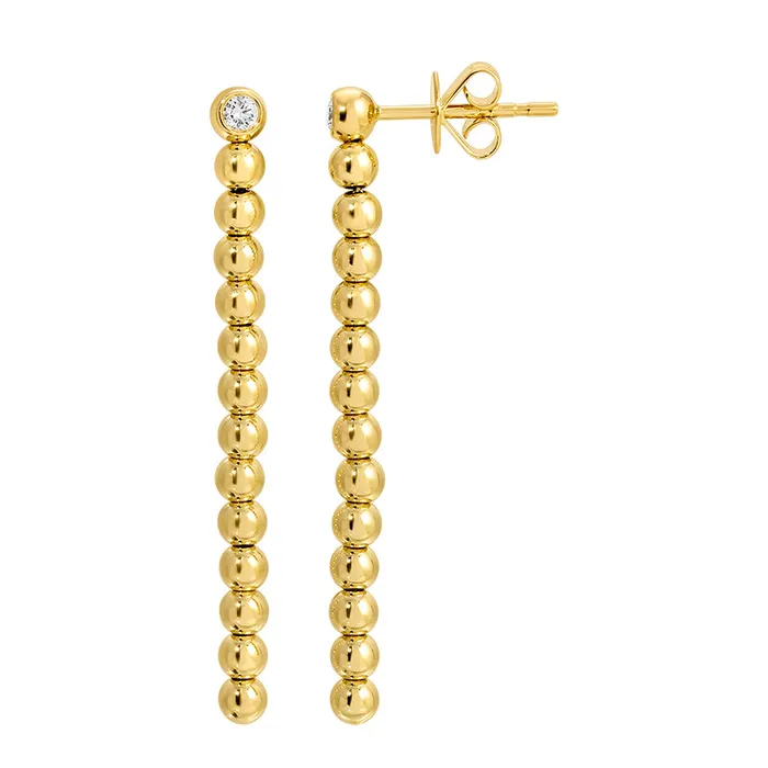 NicoleHD Jewelry 14k Yellow Gold Bead Ball Diamond Earrings Earrings