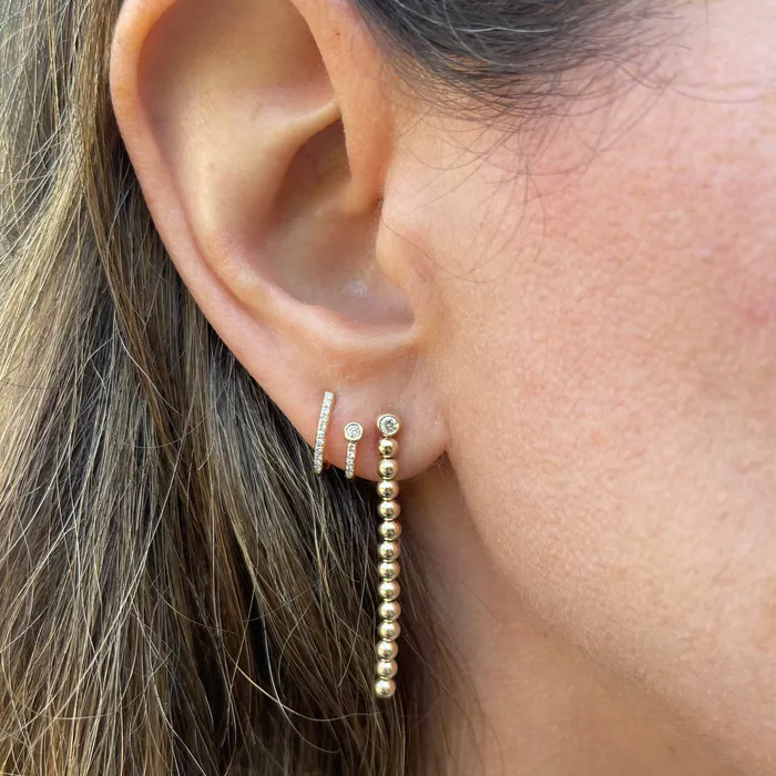 NicoleHD Jewelry 14k Yellow Gold Bead Ball Diamond Earrings Earrings