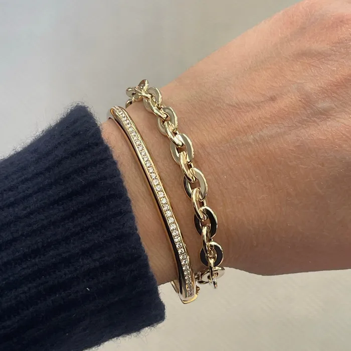 NicoleHD Jewelry Bracelets Mirror Rolo Flat Link Chain Bracelet