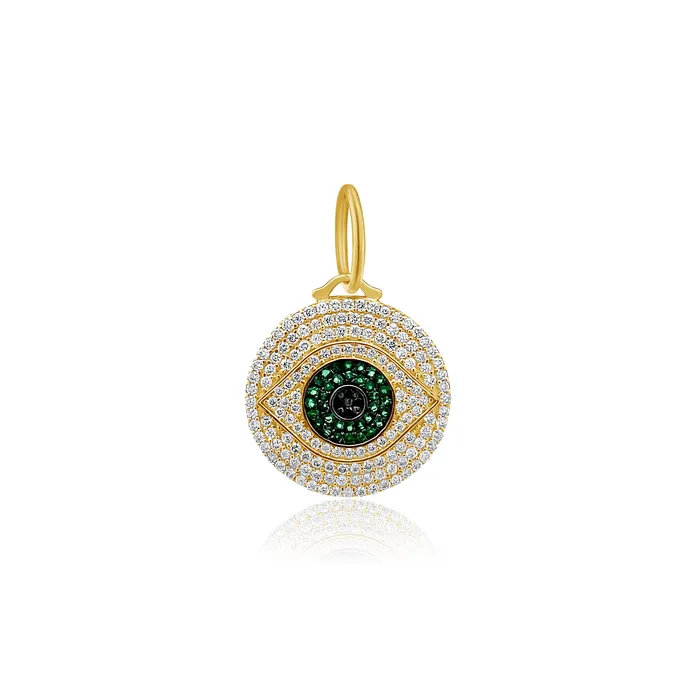 NicoleHD Jewelry Necklaces Emerald And Diamond Evil Eye Charm