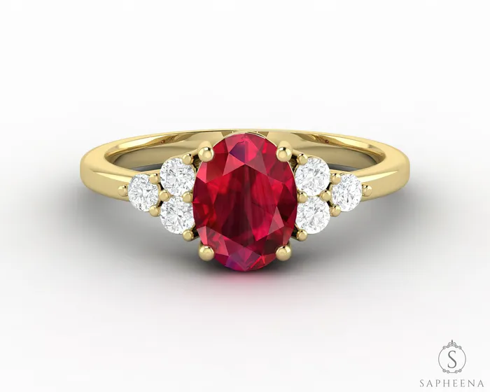 Rings Astrid 17 Ct Oval Cut Ruby Engagement Ring Sapheena Jewelry