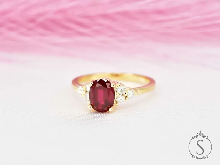 Rings Astrid 17 Ct Oval Cut Ruby Engagement Ring Sapheena Jewelry