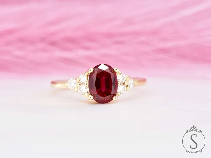 Rings Astrid 17 Ct Oval Cut Ruby Engagement Ring Sapheena Jewelry