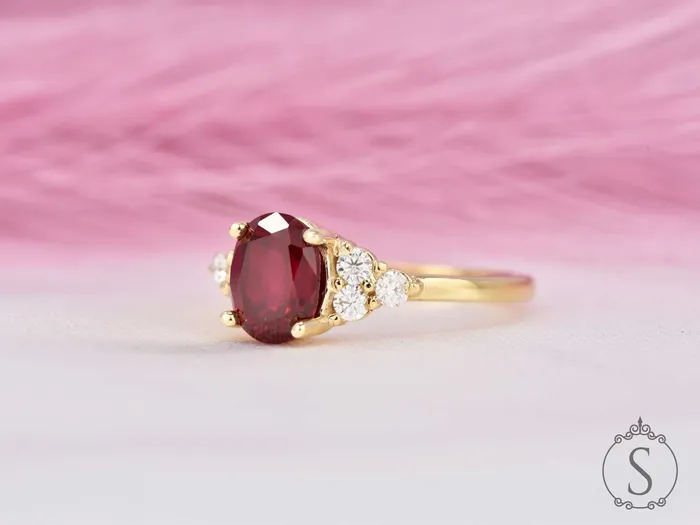 Rings Astrid 17 Ct Oval Cut Ruby Engagement Ring Sapheena Jewelry
