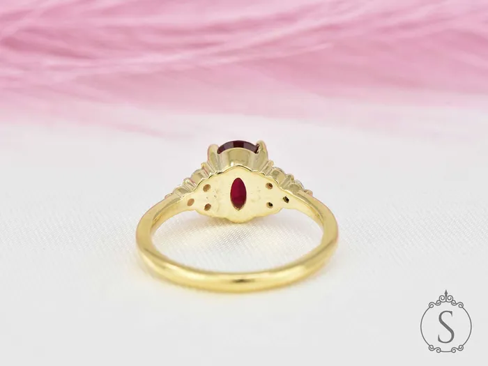 Rings Astrid 17 Ct Oval Cut Ruby Engagement Ring Sapheena Jewelry