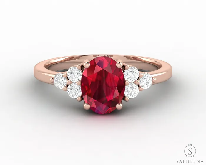 Rings Astrid 17 Ct Oval Cut Ruby Engagement Ring Sapheena Jewelry