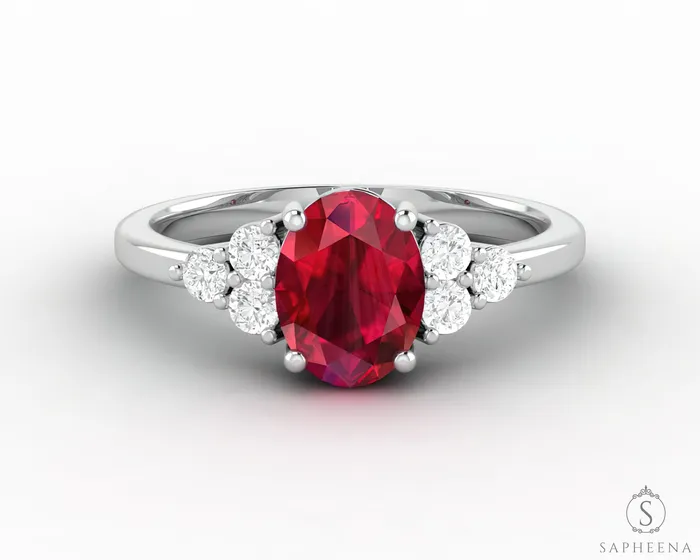 Rings Astrid 17 Ct Oval Cut Ruby Engagement Ring Sapheena Jewelry