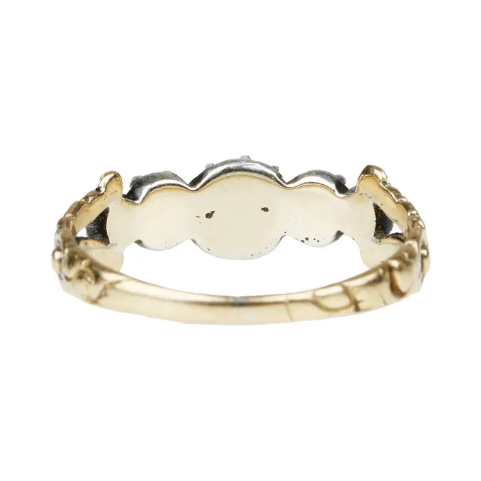 Rings Bell Bird Antiques Petite Georgian Rose Cut Diamond HalfHoop Band