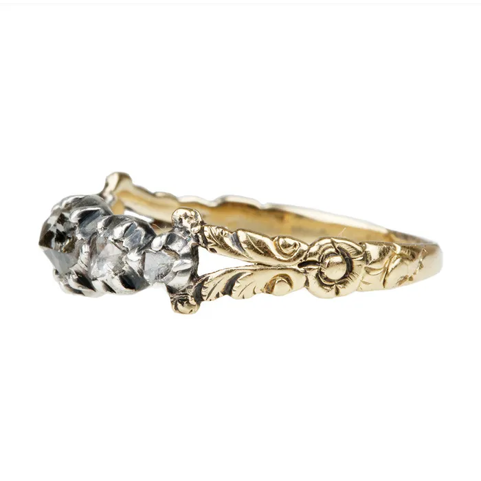 Rings Bell Bird Antiques Petite Georgian Rose Cut Diamond HalfHoop Band