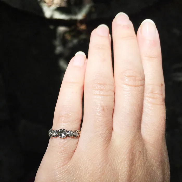 Rings Bell Bird Antiques Petite Georgian Rose Cut Diamond HalfHoop Band