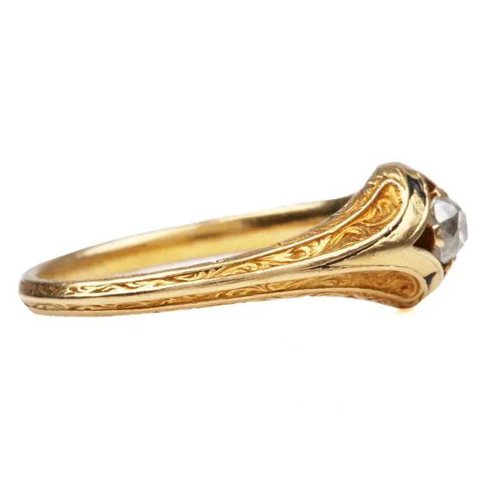 Rings Bell Bird Antiques Victorian Era Single Stone Old Mine Diamond Ring