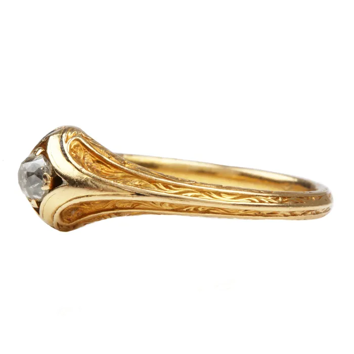 Rings Bell Bird Antiques Victorian Era Single Stone Old Mine Diamond Ring